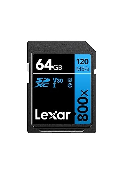 Lexar® 64GB 800X Sdxc™ Uhs-I Cards, Up To 120MB/S Read 45MB/S Write C10 V30 U3
