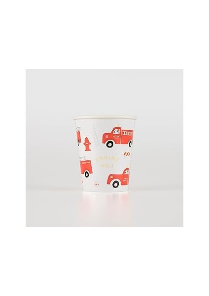 Meri Meri - Fire Truck Cups - Itfaiye Bardaklar - 8'li
