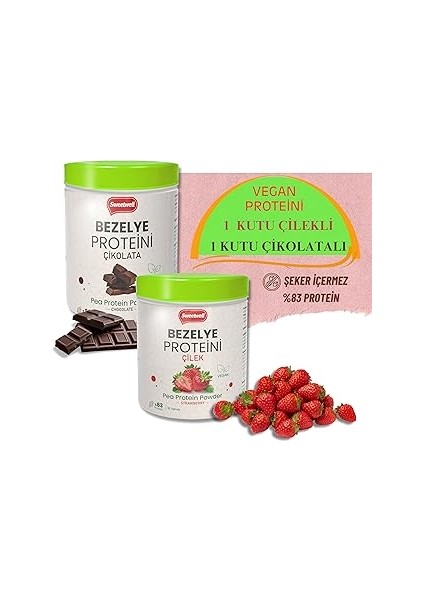 Sweetwell Çikolatalı 400 gr + Çilekli 400 gr Vegan Bezelye Proteini Tozu -%83 Protein Içerir Pae Pr