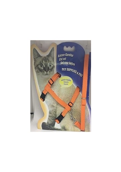 Tineke Kedi Göğüs Tasması ve Gezdirme Seti No: 110 Turuncu