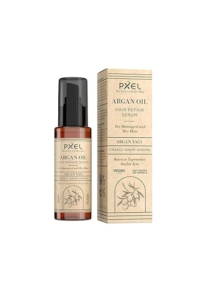 Pxel Saç Onarıcı Serum 75 ml | Yıpranmış Mat ve Kabaran Saçlar | Argan, Hindistan Cevizi Yağı, Vega