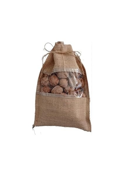 Jüt Ceviz Çuvalı, Organik Çuval, Naturel Kuruyemiş Çuvalı, Keten Çuval, Dekoratif Organik Çuval, Şe