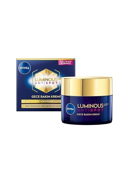 LUMINOUS630 Leke Karşıtı Gece Bakım Kremi 50ML,HYALURONIK Asit, Tüm Cilt Tipleri