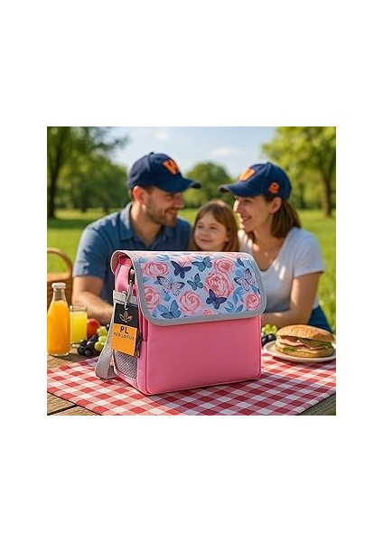 Perlotus Pembe Termal Yalıtımlı Soğuk Sıcak Tutma Yiyecek Içecek Izolasyonlu Taşıma Çantası, Buz Ak