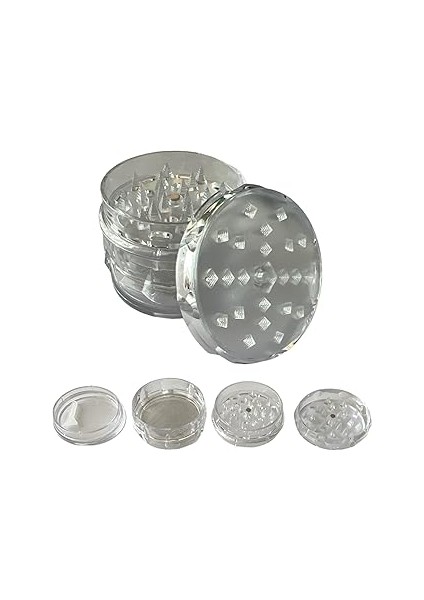 Efotech Grinder Parçalayıcı Plasti̇k Baharat Öğütücü Herb Spice 4 Katmanlı (60MM-SEFFAF)
