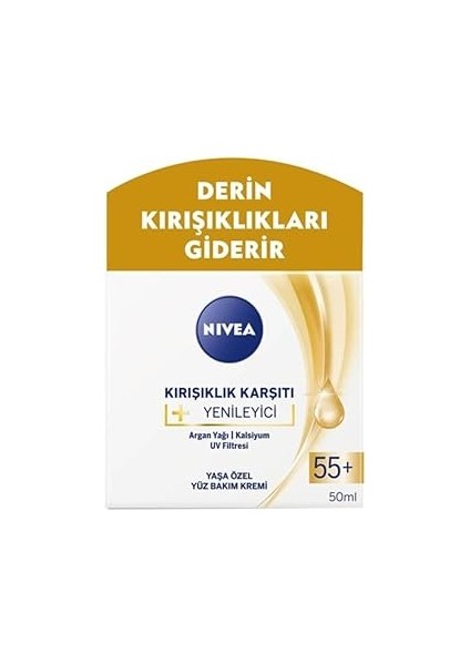 Kırışıklık Karşıtı + Yenileyici Yüz Bakım Kremi Yaş 55+ (50 Ml)