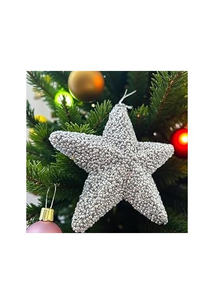 Yilbaşi Ağaç Süsü 15CM Luks Yildiz Gümüş AST7214