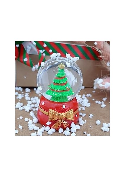 Coverzone Çam Ağacı Masaüstü Pilli Işıklı Cam Küre Aydınlatma Dekoratif Hediyelik Yılbaşı Veya Doğu