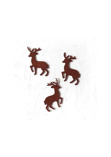 Keçe Motif Geyik, Koyu Kahve 3 Adet