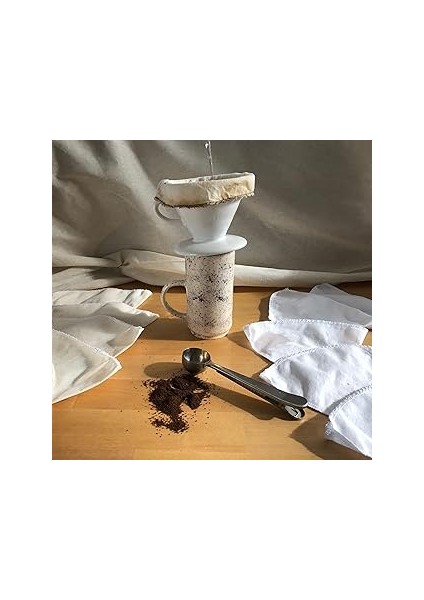 Cool&shark Kumaş Kahve Filtresi 2 Adet Doğal Ham Bez (V60 Uyumlu, Beyaz)