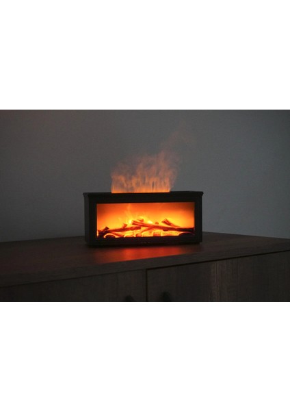 Bs-H3 Şömine Tasarımlı Işıklı Buharlı Ultrasonik Aroma Difüzörü Hava Nemlendirici Koku Verici