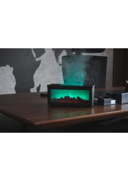 Bs-H3 Şömine Tasarımlı Işıklı Buharlı Ultrasonik Aroma Difüzörü Hava Nemlendirici Koku Verici