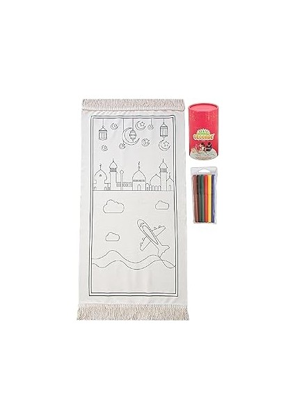 Ihvan Online Boyamalı Yıkanabilir Eğitici Dini Oyuncak Çocuk Seccade Seti (Kırmızı)