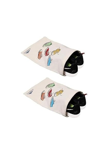 Büzgülü Ham Bez Ayakkabı Torbası 30X40 Cm. 2 Adet (Ayakkabı Baskılı)