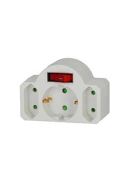 Brennenstuhl 1508100 2+1 Açık/kapalı Güvenlik Anahtarlı Priz Beyaz