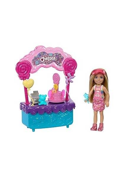 Chelsea'nin Şeker Dükkanı Oyun Seti Chelsea ve Lolipop Standı, Aksesuarlar Içeren 10