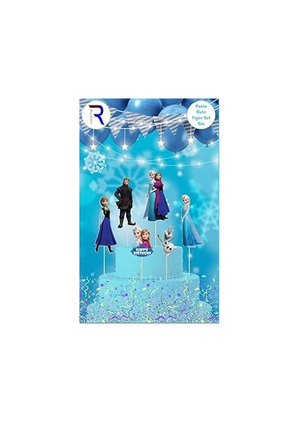 Frozen Temalı Pasta Süsü Seti, 5 Parça, 12 cm Yükseklik, Doğum Günü Parti Dekorasyonu
