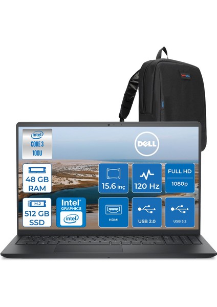 Nb Pro 15 Intel Core 3 100U 48GB 512GB SSD Intel Graphics 15.6" Fhd 120hz Freedos Taşınabilir Bilgisayarr PV15250RPLU004PF17 + Zettaçanta
