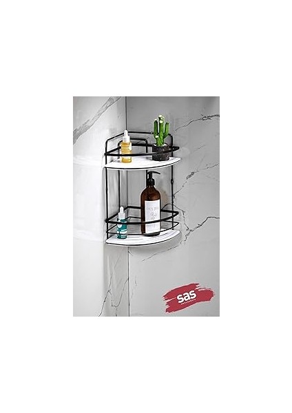 Sas Haus Yapışkanlı Ömür Boyu Paslanmaz Kristal Ayarlanabilir Raf Banyo Düzenleyici Şampuanlık Lk-0