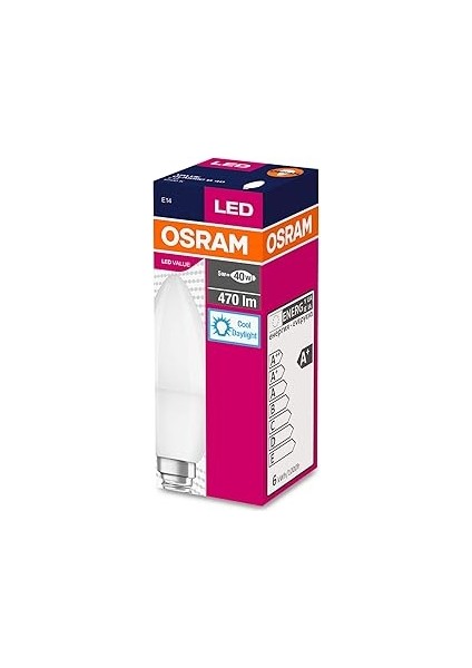 Osram LED 10'lu Paket Mum Clb 40 5W 470 Lümen 6500 Kelvin Beyaz Işık E14 Duy Ampul