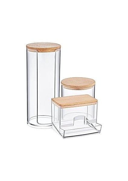 Deconox Ahşap Kapak 3 Lü Akrilik Organizer Set