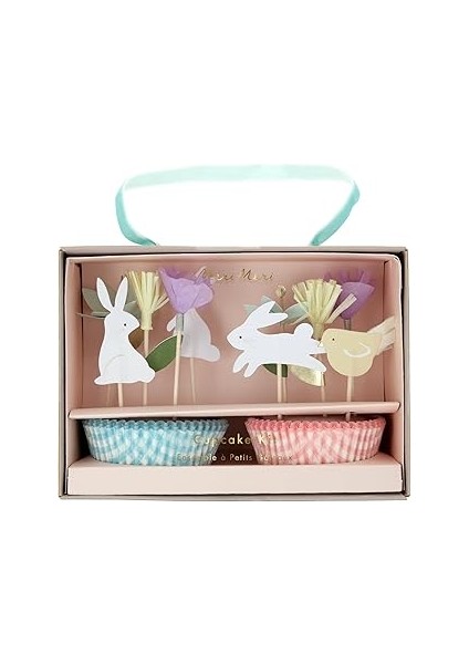 Meri Meri Paskalya Cupcake Kit Çiçekli Tavşan Cupcake Seti 24'lü