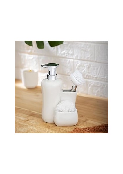 Sado Fırçalı Sıvı Sabunluk Beyaz HZ22901