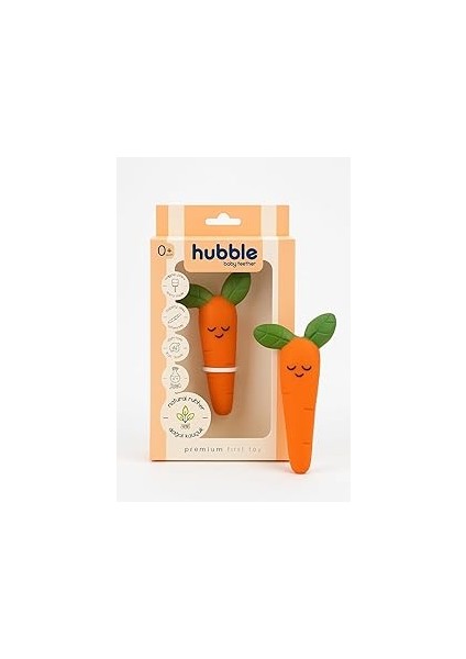 Bebek Diş Kaşıyıcı ve Oyuncak - Havuç Şekilli Dişlik (%100 Doğal Kauçuk)