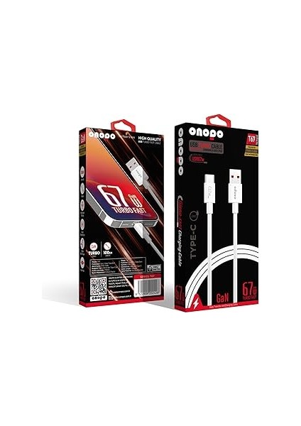 Onopo T67 Usb-A To Type-C 67W Şarj ve Data Kablosu – Hızlı Şarj, Veri Aktarımı, Dayanıklı Sil