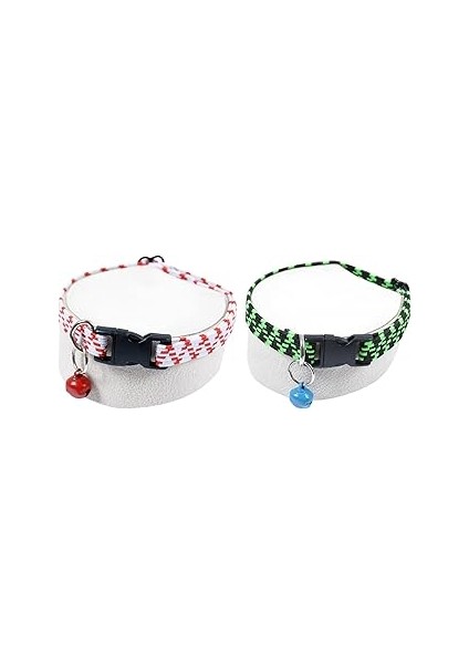Elastik Zilli Kedi Köpek Tasması Boyun Tasma Ayarlı 2'li Set