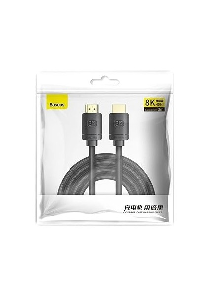 High Definition Serisi HDMI 8k To HDMI 8k Görüntü Aktarma Kablosu, 3m, Siyah