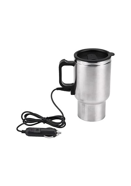 Taşınabilir Araba Su Isıtıcısı, Adaptörlü Elektrikli Isıtmalı Paslanmaz Çelik Vagon Kupası Kupası,