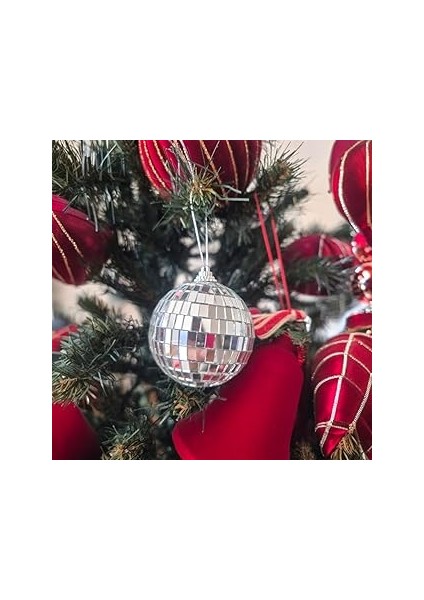 Lüks Yilbaşi Parlak Di̇sko Topu 6cm Gümüş 6li AST7021