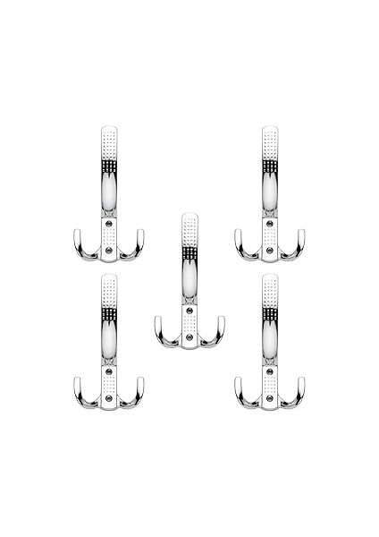 BADEM10 5 Adet Noktalı Portmanto Vestiyer Dolap Mobilya Kapak Askısı Zamak Krom Askı 14 cm