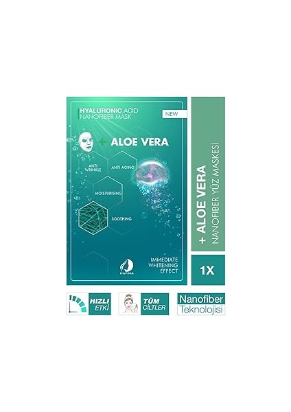 Nafima - Hyalüronik Asit + Aloe Vera Nanofiber Kozmetik Yüz Maskesi