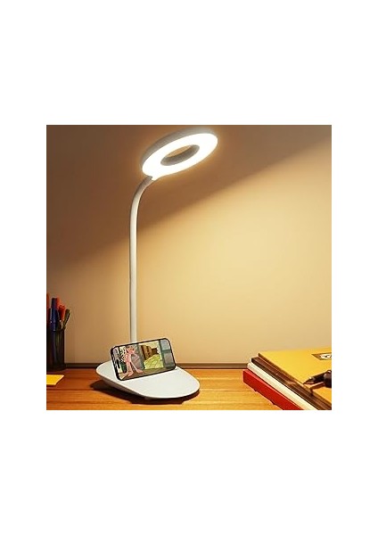 Telvesse Masa Lambası Dokunmatik 3 Renk 24 LED Telefon Standlı Kademeli Çalışma Okuma Işığı Gece La