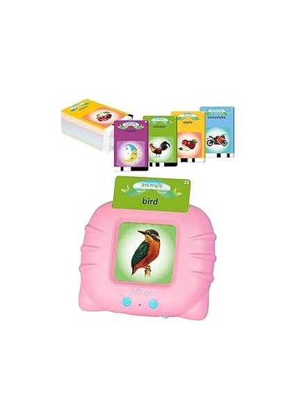 Erken Öğrenim Kartları- Ingilizce Konuşan Sesli Flash Kartlar 112 Kart 224 Görsel Pembe