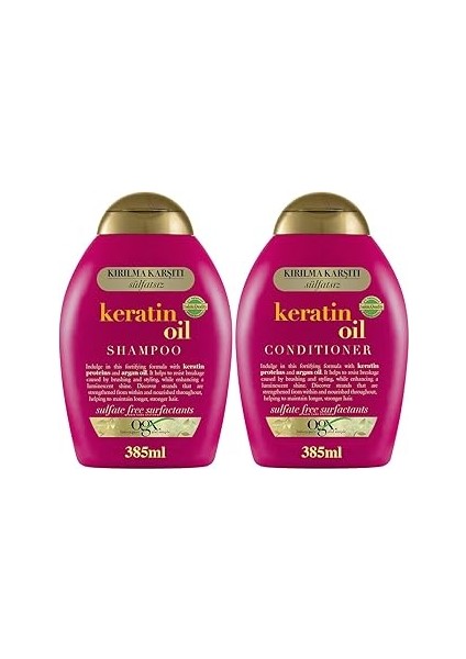 Ogx Keratin Oil Kırılma Karşıtı Sülfatsız 385 ml Şampuan + 385 ml Saç Kremi 2'li Set