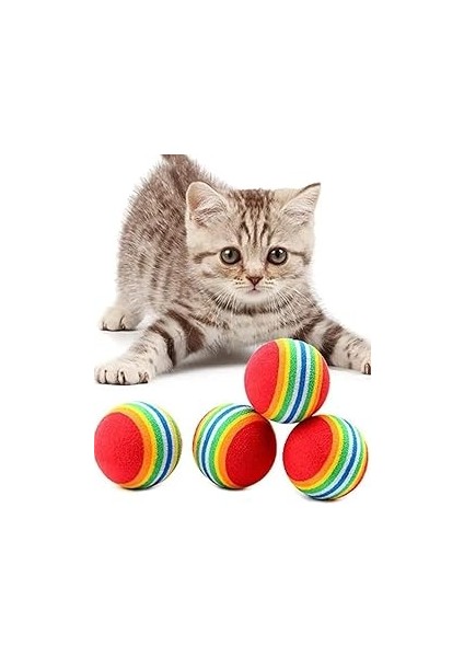 Buğtuğ 4 Adet Gökkuşağı Sünger Kedi Köpek Çiğneme Topu