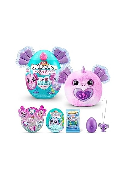 Rainbocorns Axolotlcorn Sürpriz Zuru, Kızlar Için Koleksiyon Peluş Oyuncak 3+