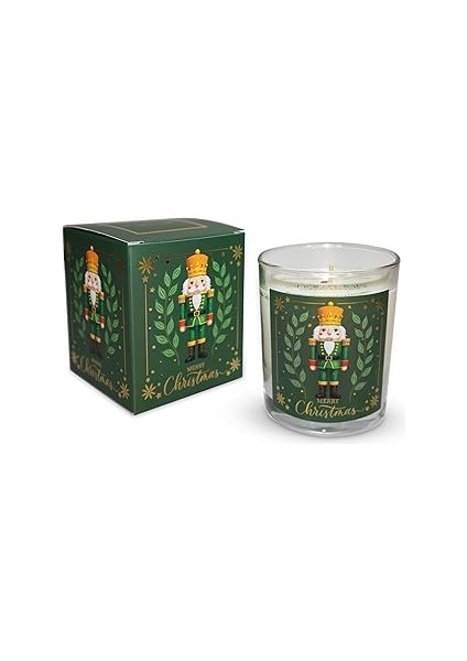 Charm Lab Candle – Kurşun Asker (Nutcracker) Tasarımlı Mum, Yeşil Renk Temalı, 135 G Doğal Biyo Bal