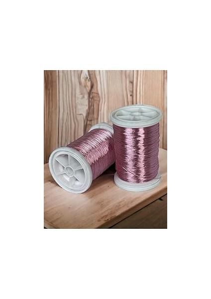 Gürbüz Filografi 0.30 MM(100GR-150M) Bakır Üstü Gümüş Kaplı Pudra Pembe Renkli Filografi Teli
