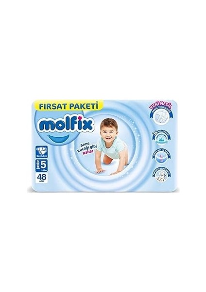 Molfix 3D Bebek Bezi, Junior 5 Beden, Fırsat Paketi 48 Adet
