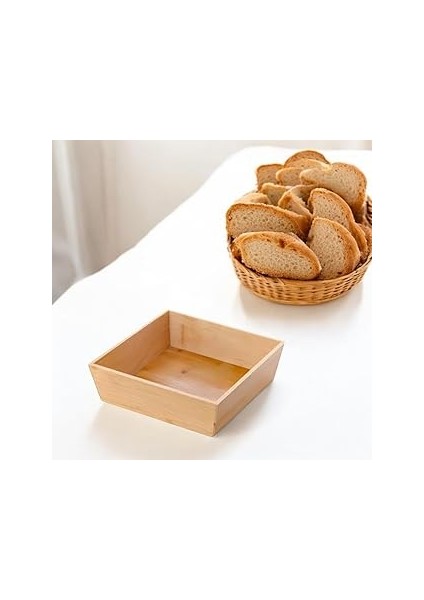 Deconox Bambu Lüx Kare Orta Boy Ekmeklik-Meyvelik 19CM, Bambu Ekmeklik Kare Orta Boy 19CM