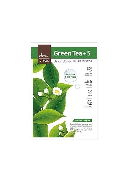 Ariul 7 Days Mask Green Tea S - Sebum Kontrolüne Yardımcı & Gözenek Arındırıcı Vegan Kağıt Maske