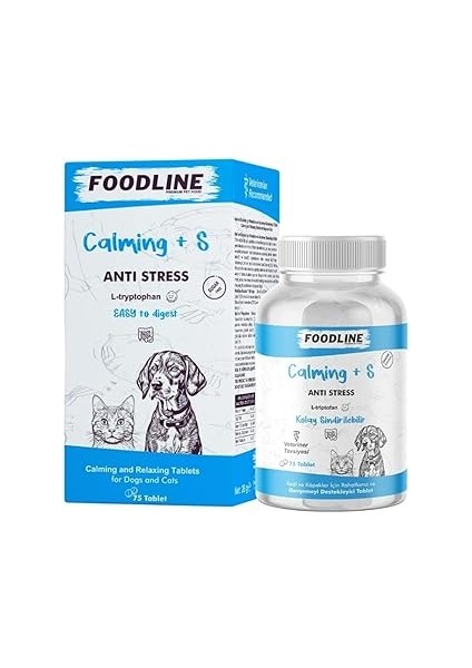 Foodline Calming +S 75 Tablet, Kedi ve Köpekler Için Rahatlama ve Gevşemeyi Destekleyici