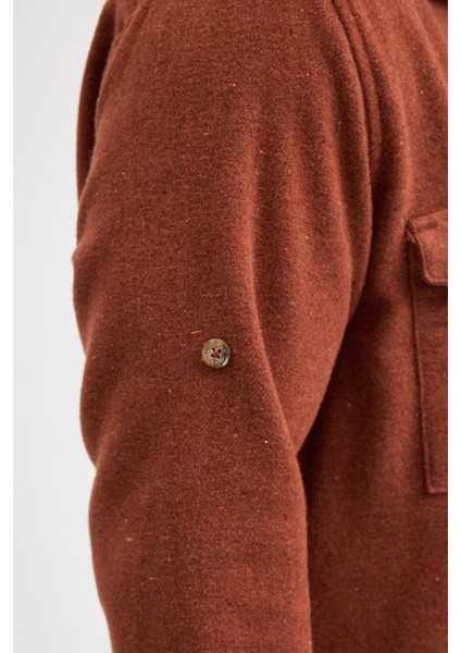 Çift Cep Kapaklı Düz Oduncu Flam Erkek Gömlek