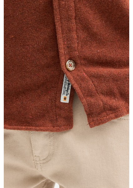 Çift Cep Kapaklı Düz Oduncu Flam Erkek Gömlek