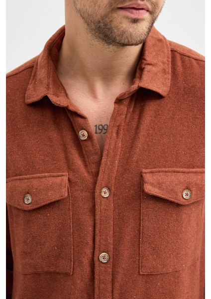 Çift Cep Kapaklı Düz Oduncu Flam Erkek Gömlek modelleri