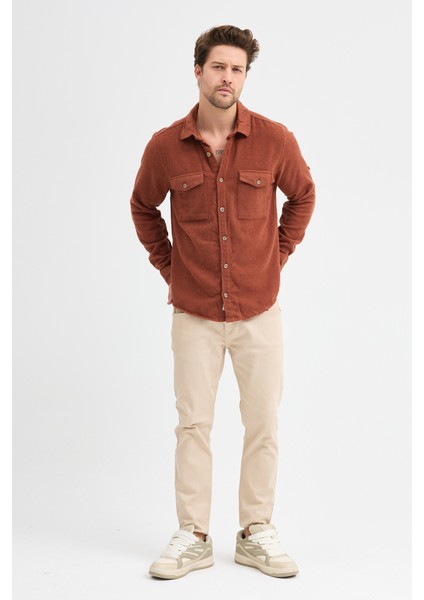Çift Cep Kapaklı Düz Oduncu Flam Erkek Gömlek fiyatları
